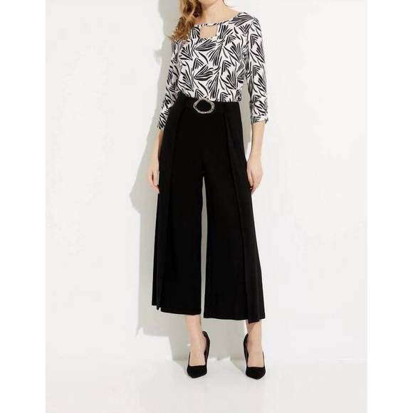NEW JOSEPH RIBKOFF belted wide leg pant in black - Picture 3 of 3